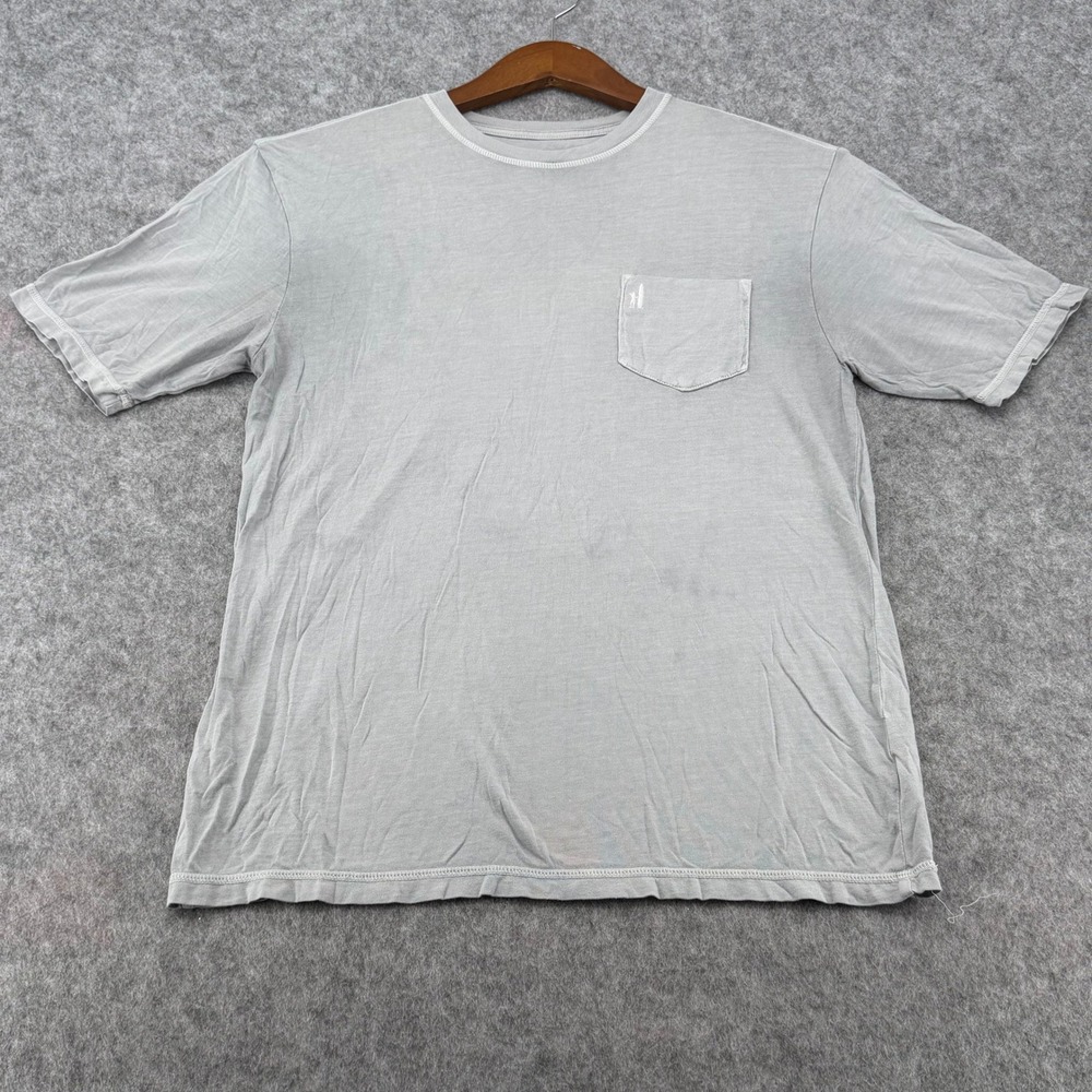 Johnnie-O Mens Small Gray Cotton Modal Blend Short Sleeve Pocket T-Shirt Surfer